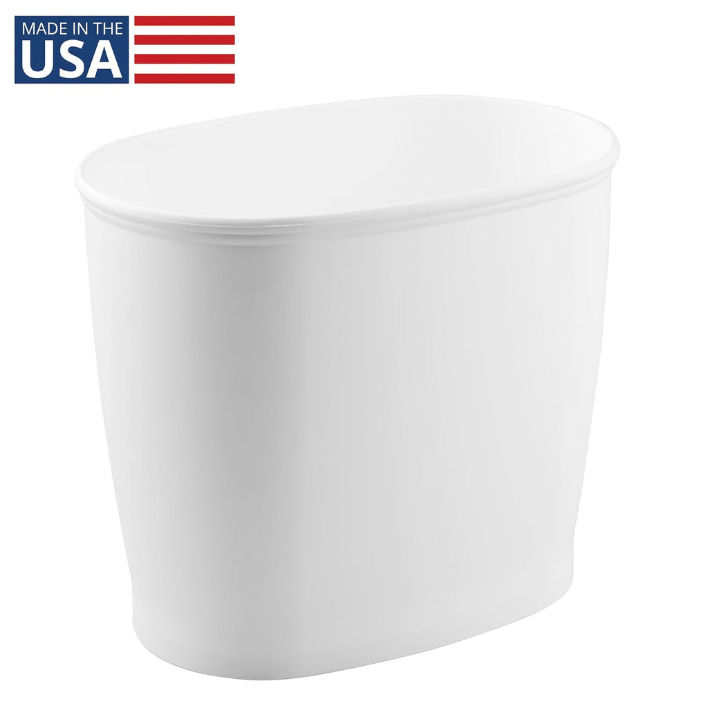 Slim Plastic Bathroom Trash Can, White | Small Size