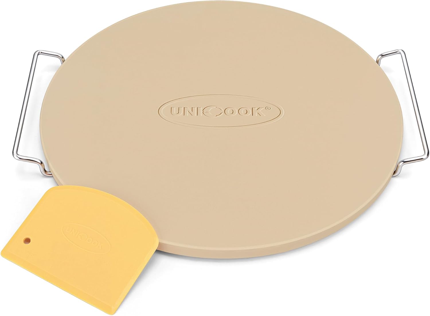 16 Inch Round Pizza Stone for Oven and Grill, Comes with Carry Rack