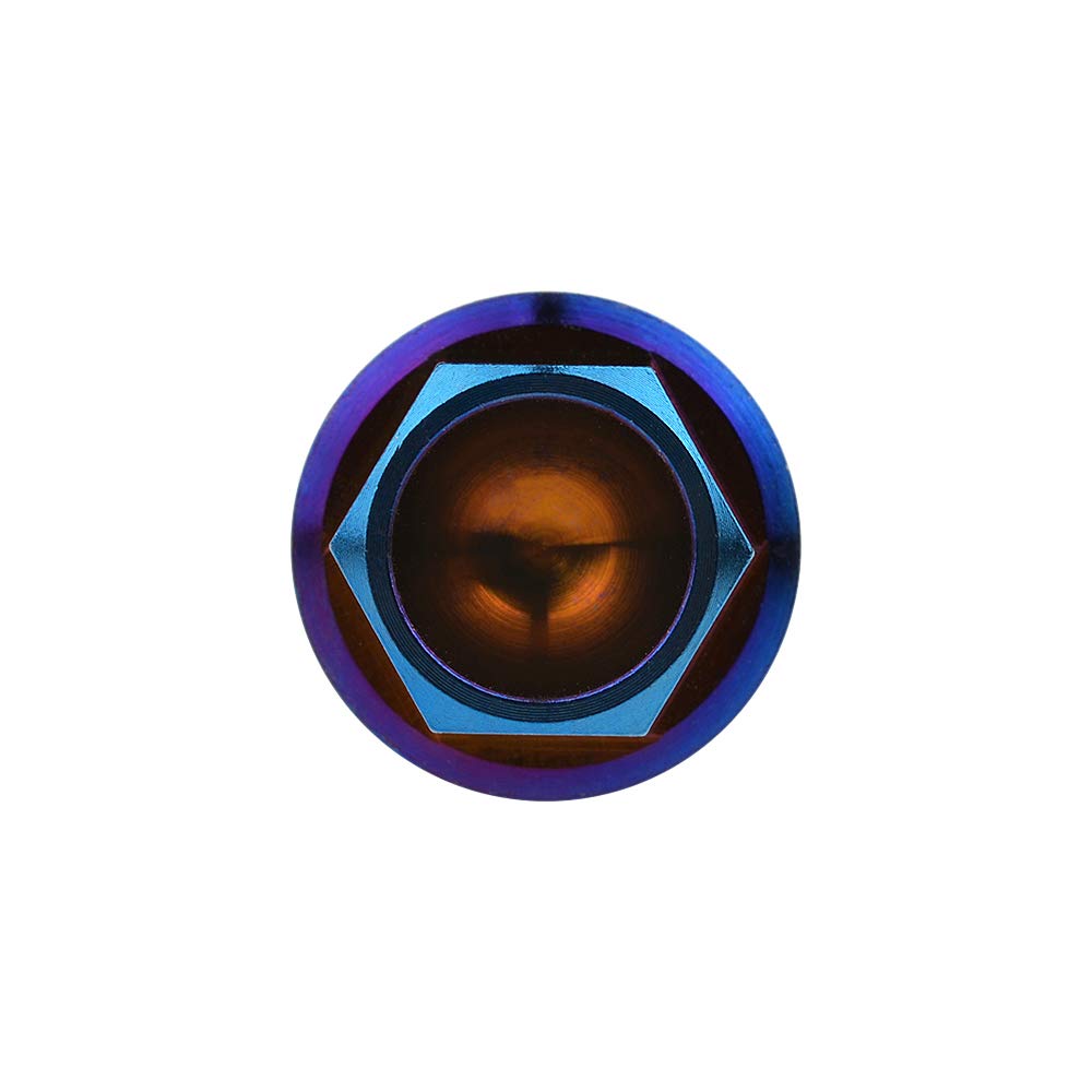 Wanyifa Titanium Hex Small Flange Head Bolt M8 (M8x30mm, Fire Blue)