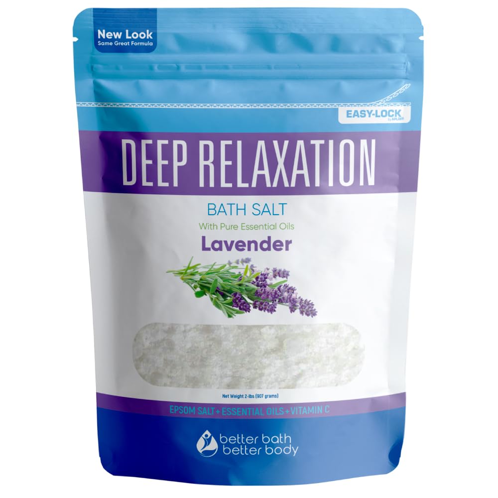 Deep Relaxation Bath Salt 32 oz Epsom Salt Pure Lavender Essential Oil