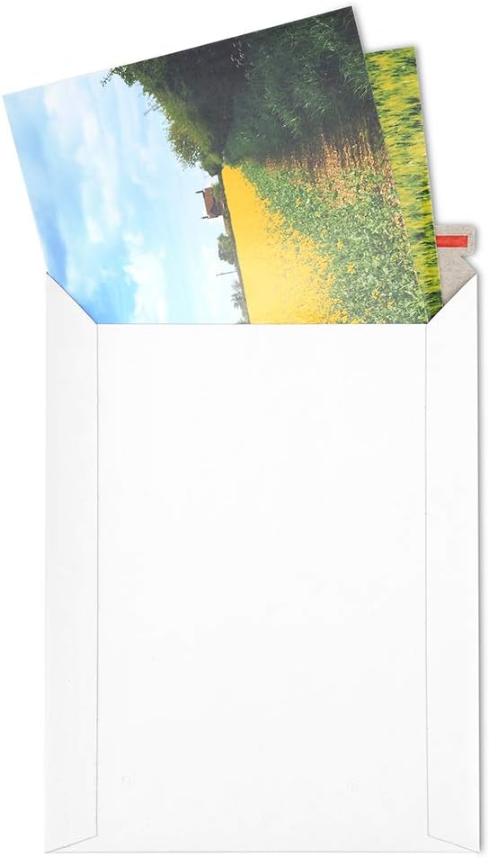 6x8 Self Seal Photo Document Mailers 25 Pack Stay Flat White Cardboard Envelopes, 6.25 x 8.25 Inches