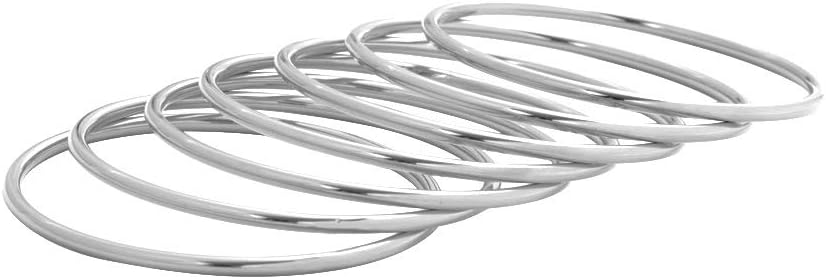 Glossy Thin Round Bangle Bracelet Set for Women, Set of 7