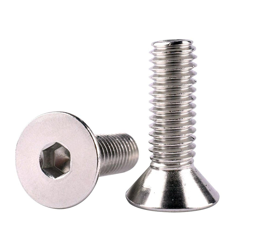 3/8-16 x 1 Flat Head Socket Cap Screws Countersunk Bolts, Allen Hex Socket Drive, 304 Stainless Steel 18-8, Full Thread, 10Pcs