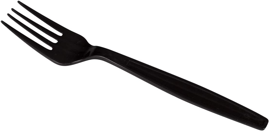 U2030 7" Extra-Heavy Weight Disposable Fork - Black (Case of 1000)