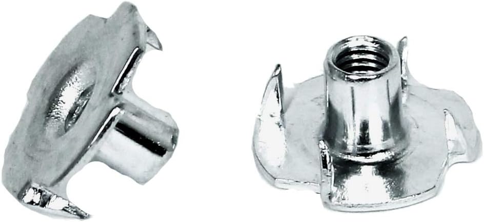 TCH Hardware 100 Pack Steel 4 Prong T Nuts 10-32 x 5/16" - Zinc Coated