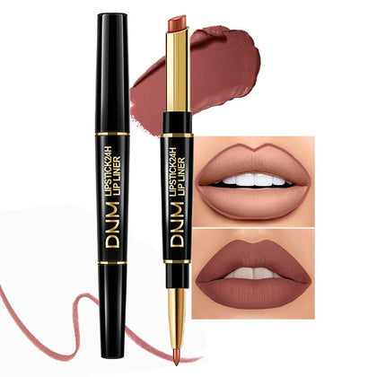2-in-1 Brown Lip Liner & Lipstick Set Kit for Women, Matte Lips Kit with Lip Liner Lip Stains Long Lasting Waterproof