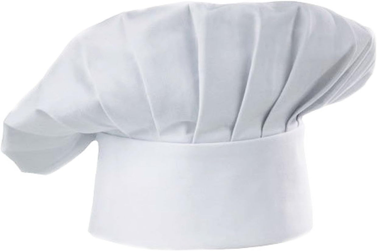 Chef Hat Set of 6 PCS Pack Adult Adjustable Elastic Baker Kitchen Cooking Chef Cap (White)