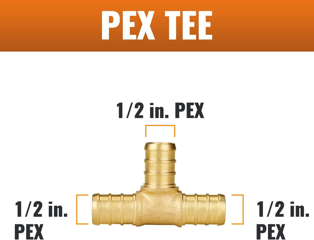 SUNGATOR 6-Pack 1/2" PEX Tee, PEX Fittings 1/2 Inch Tee