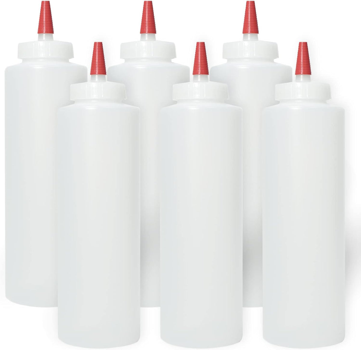 Condiment Squeeze Bottles 16oz Wide Mouth Empty Squeeze Bottle Set with Red Tip Leak Proof, BPA Free - Squeeze