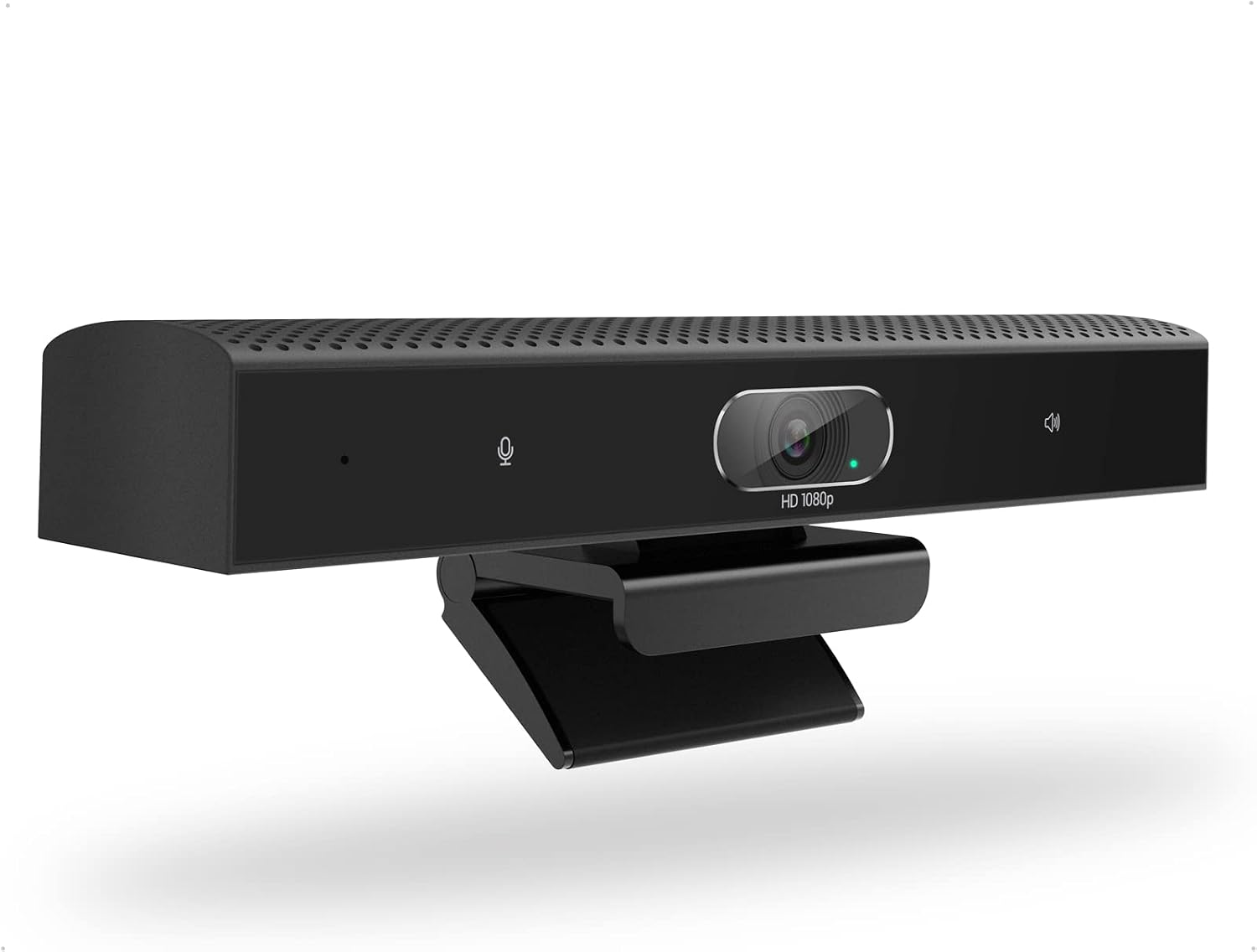 Conference Room Camera, 3-in-1, 1080p Full HD Webcam with Microphone and Speaker, USB Plug and Play, Wide Angle Video
