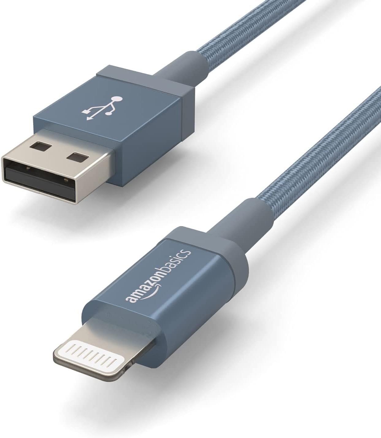 USB-A to Lightning Cable, Apple MFi Certified, Nylon Braided Cord, Fast Charging, Durable, Sturdy, 3 Foot, Dark Gray