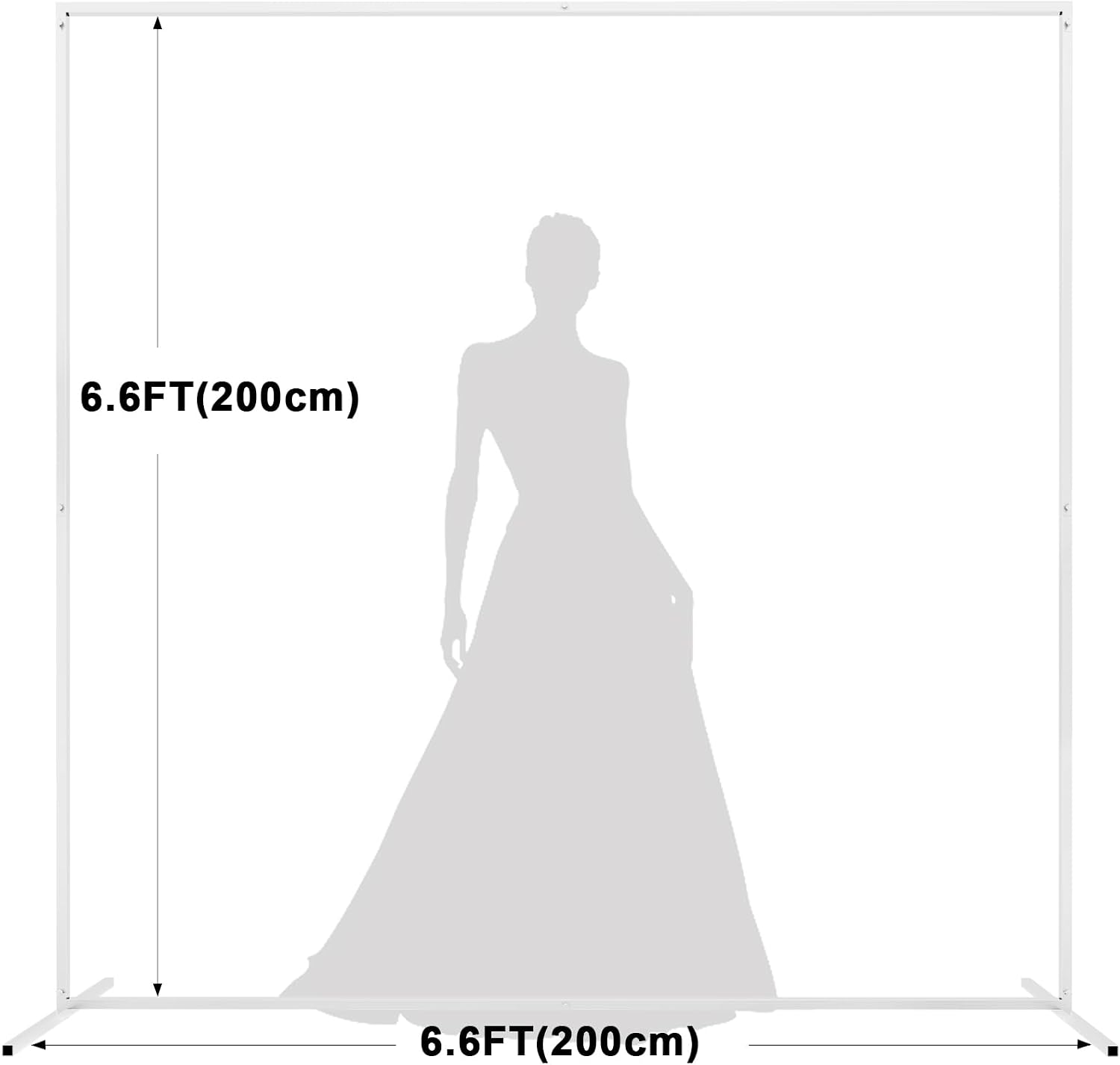 6.6FTx6.6FT White Wedding Arch Backdrop Stand Square Metal