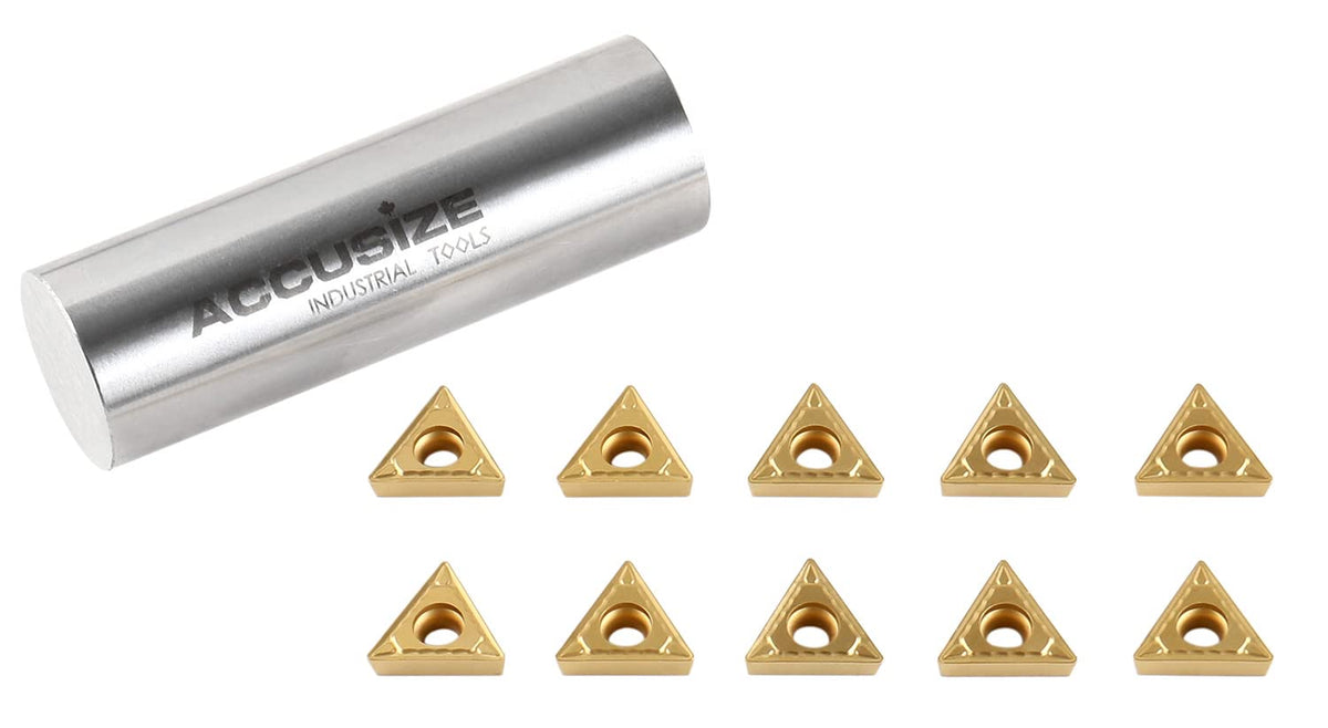 Accusize TCMT21.51 Carbide Insert, TiN Coated, 1/4 in I.C, 10 Pack