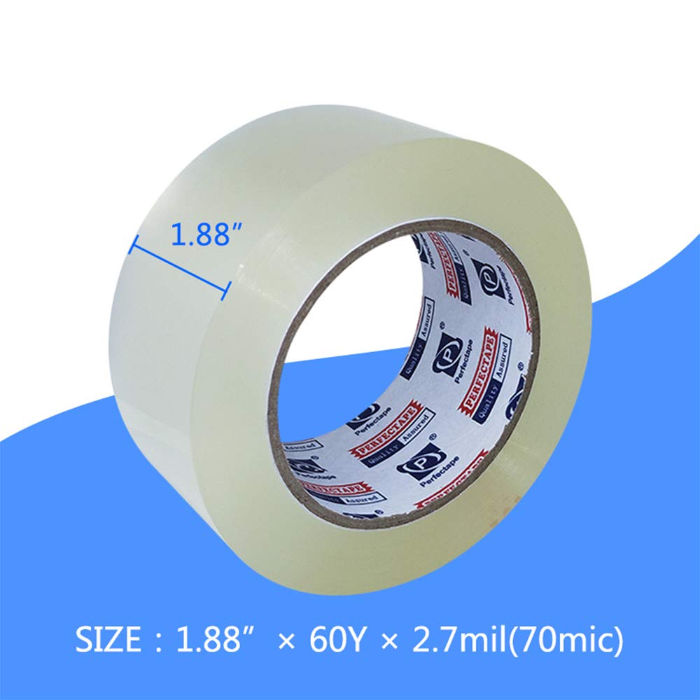 Heavy Duty Packing Tape 6 Rolls, Clear, 2.7 mil, 1.88" x 60Y | Total 360Y, Ultra Strong, Refill for Packaging and
