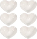 White Heart-shaped Ceramic Side Dipping Bowl, 5" Porcelain Dish Bowl Set of 6, Mini Appetizer Plates Seasoning Dishes