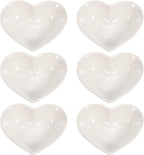 White Heart-shaped Ceramic Side Dipping Bowl, 5" Porcelain Dish Bowl Set of 6, Mini Appetizer Plates Seasoning Dishes