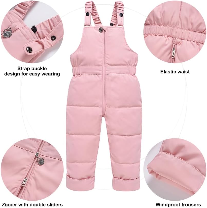2-Piece Toddler Snow Suit, Baby Snowsuit, Infant Snowsuit Toddler Girl Boy Snowsuit, Kids Winter Coat Snow Pant 2-8T