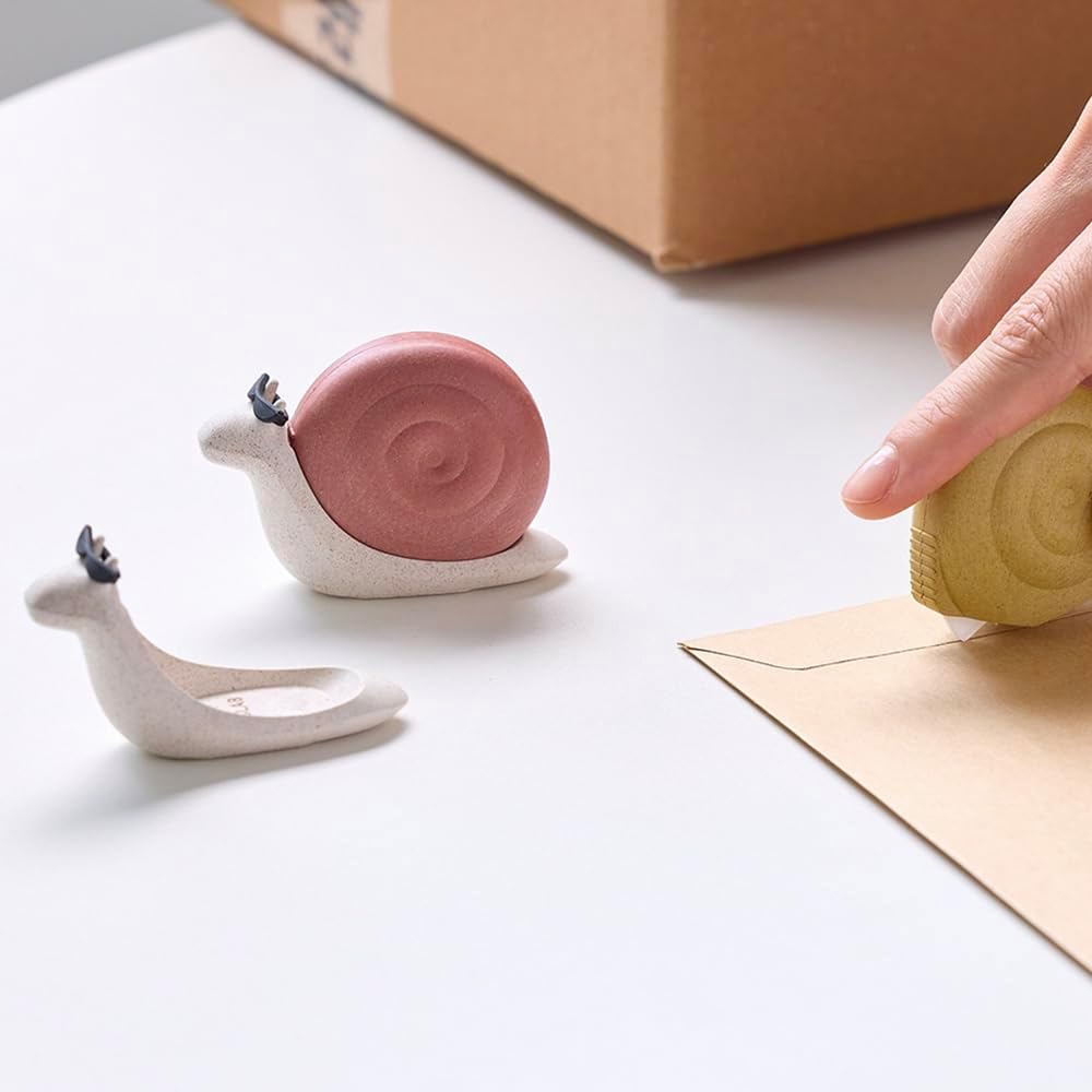 Snail Box Cutter, Cute Mini Package Opener with Ceramic Safety Blade & Magnetic Back, Refillable Utility Knife for