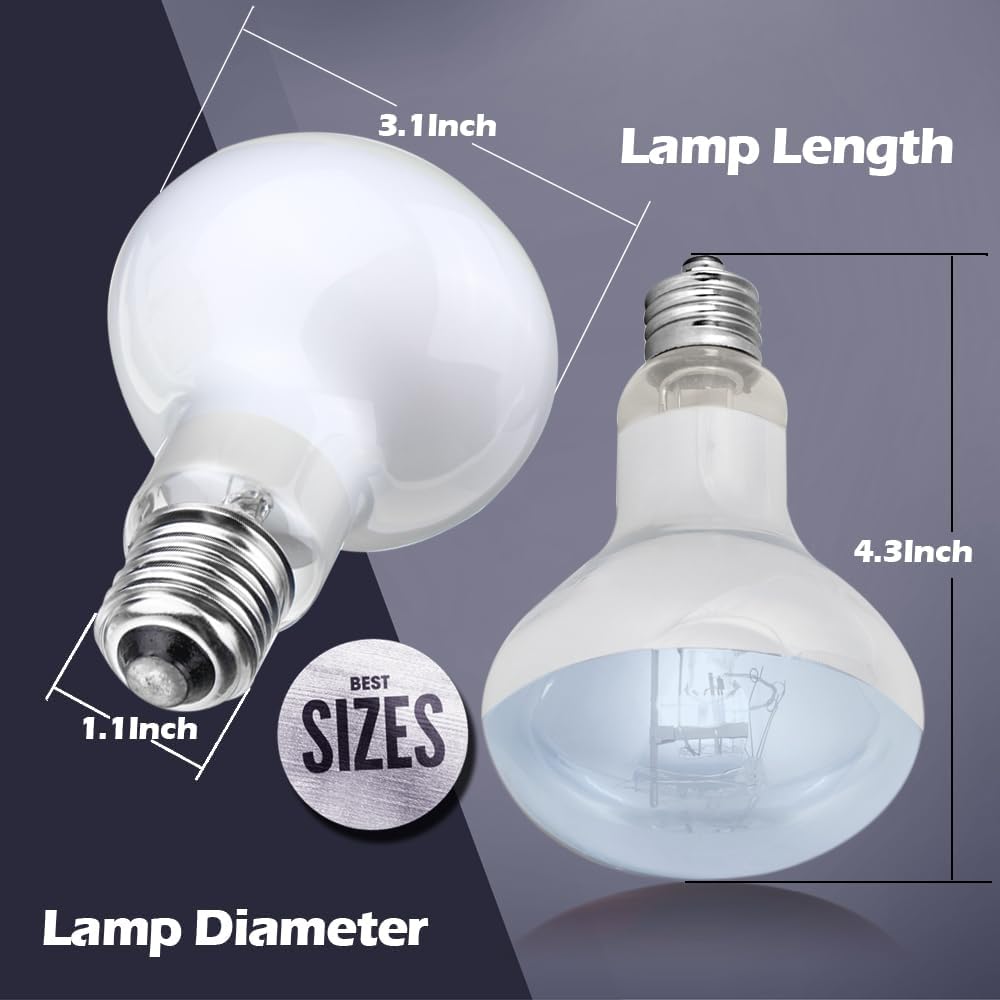Reptile Heat Lamp Bulbs 100W 2 Pack,Day and Night Infrared Basking Spot Heating Light Combo,UVA Heat Lamp Bulb for
