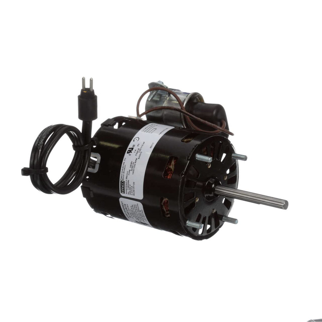 Fasco D1125 3.3" Frame Open Ventilated Permanent Split Capacitor Evaporator Coil and Refrigeration Fan Motor with Sleeve Bearing, 1/12HP, 1550rpm, 208-230V, 60Hz, 0.5 amps