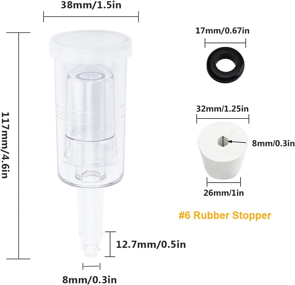 6 Packs 3 Piece Airlocks for Fermenting with #6 Stoppers and Grommets, Air Lock Ferment for Beer Wine Making, Home