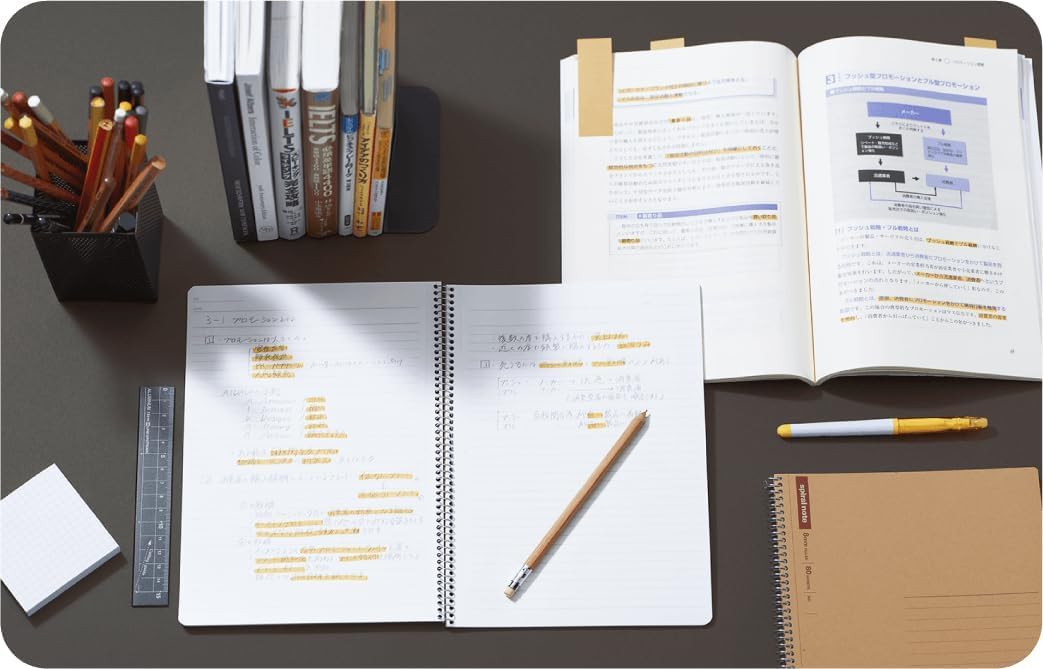 Spiral Note Basic Notebook, 160 Pages, A4, 5mm Graph Paper | 8.27"x11.69" Grid, Kraft Cover, Twin-Wire Bound To Lay