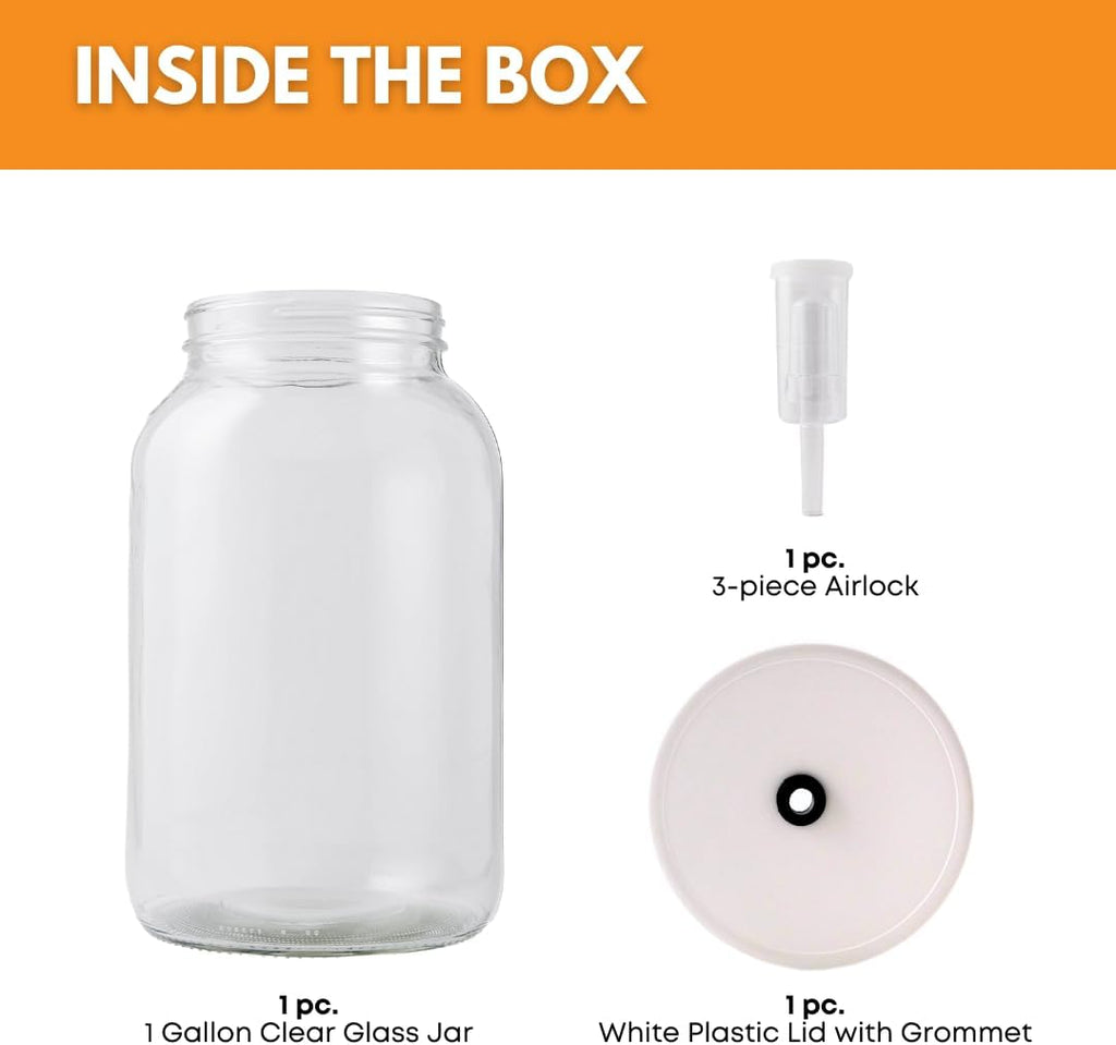 1 Gallon Mason Jar Wide Mouth & Twin Bubble Airlock for Fermentation, Pickling, Brewing & Dry Storage – BPA-Free One