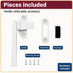 H 3820 Casement Locking Handle, White, Left-Handed