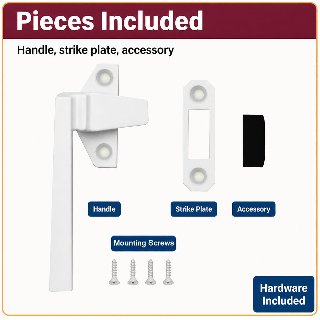 H 3820 Casement Locking Handle, White, Left-Handed