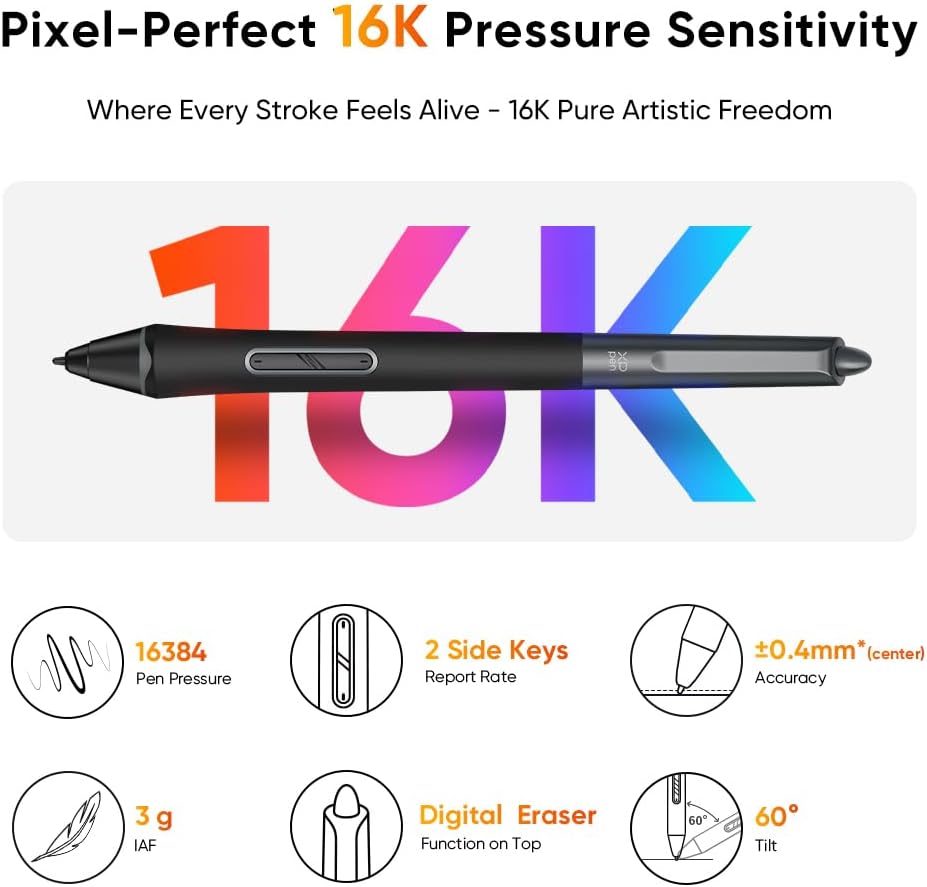 Artist 13.3 Pro V2 Drawing Tablet with Screen, 16K Pressure Sensitivity Digital Drawing Tablet for PC Mac Chromebook