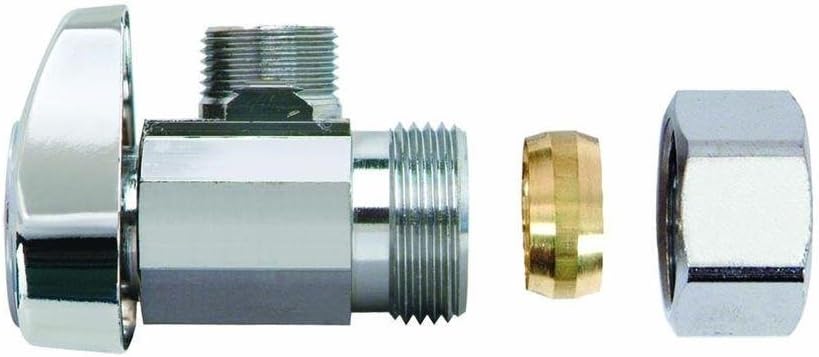 (4-Pack) BrassCraft G2CR19L1X 1/2-in Nominal Comp x 3/8-in OD Outlet Chrome Plated Brass 1/4-Turn Angle Stop Valve