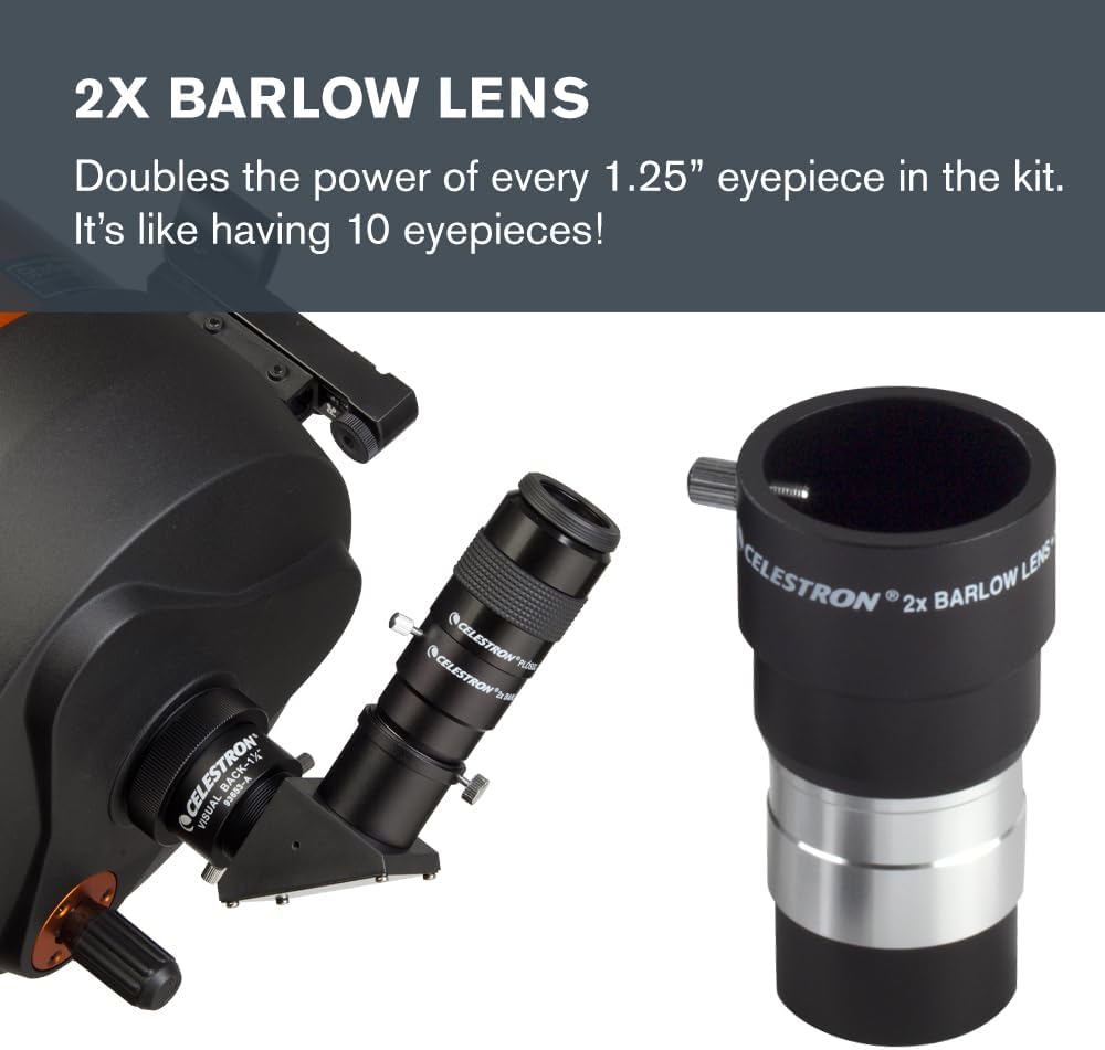 Eyepiece, Barlow & Filter Telescope Accessory Kit – 1.25" Barrel | 14 Essential Telescope Accessories, 5 Plossl