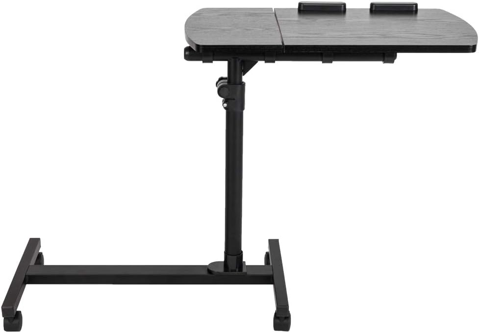 Adjustable Tilt Overbed Bedside Table, Overbed Bedside Desk Mobile Rolling Laptop Stand Tilting Overbed Table Bed