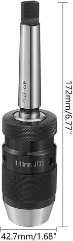 uxcell Keyless Drill Chuck MT2 Morse Taper Mount Adjustable 1/32"-1/2" (1mm-13mm) 3-Jaw for Lathes Milling Drilling Machine