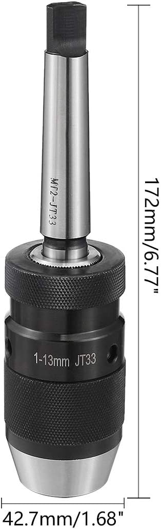 uxcell Keyless Drill Chuck MT2 Morse Taper Mount Adjustable 1/32"-1/2" (1mm-13mm) 3-Jaw for Lathes Milling Drilling Machine