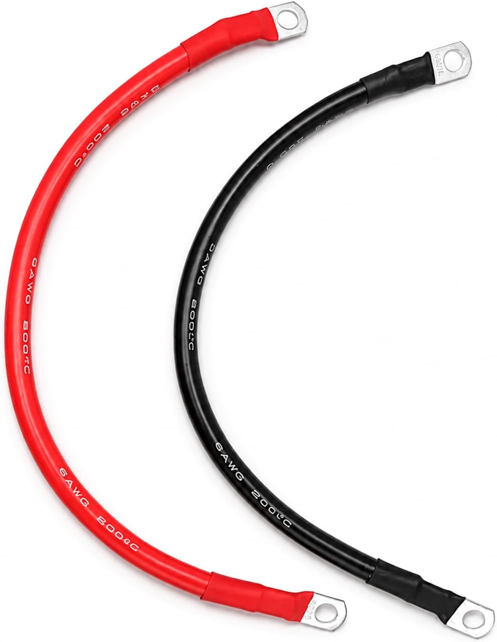 2 PCS 6AWG Battery Inverter Cables (1 FT)