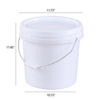 4 Gallon White Plastic Food Grade Bucket Pail with Handle, 4-Pack
