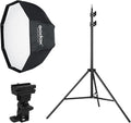 Photo Studio 80cm 31.5in Portable Octagon Umbrella Softbox | 190cm Light Stand with Hot Shoe Holder Bracket kit for