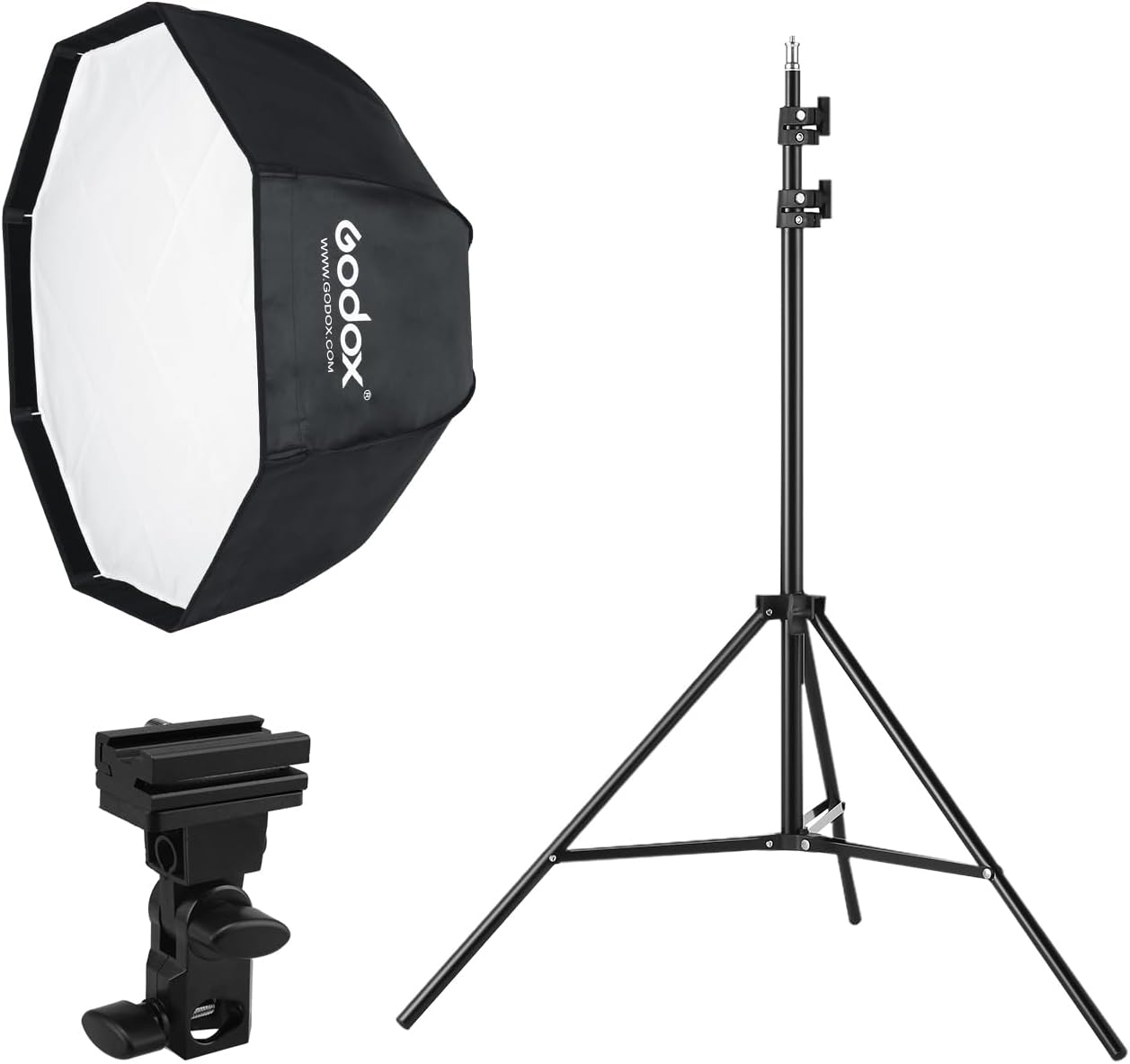 Photo Studio 80cm 31.5in Portable Octagon Umbrella Softbox | 190cm Light Stand with Hot Shoe Holder Bracket kit for
