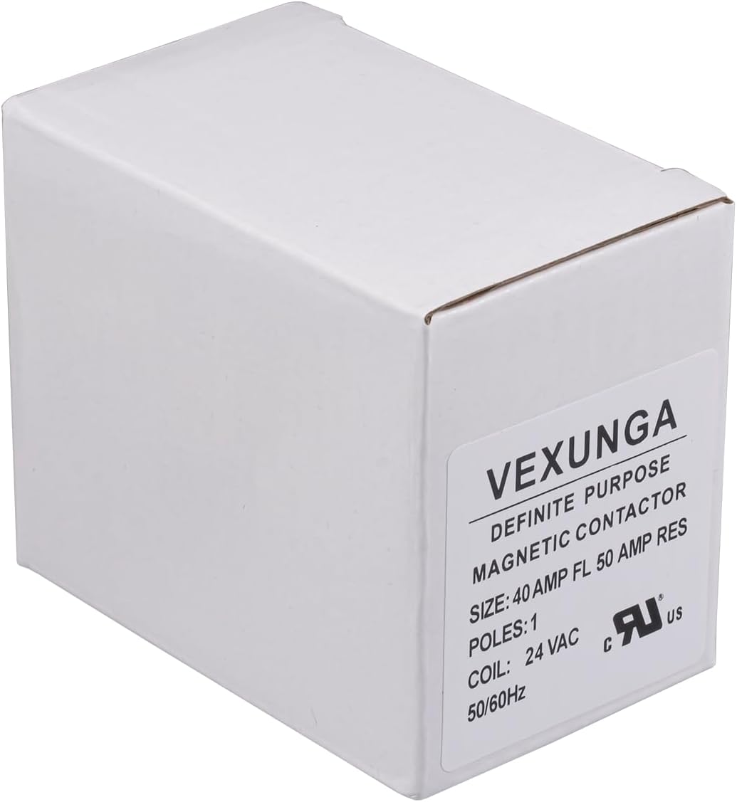 VEXUNGA 1 Pole 40 Amp 24 VAC Coil AC contactor 1P 40A 24V 50/60Hz AC Motor Contactor Replacement for Air Conditioner Compressor Condenser Unit Contactors