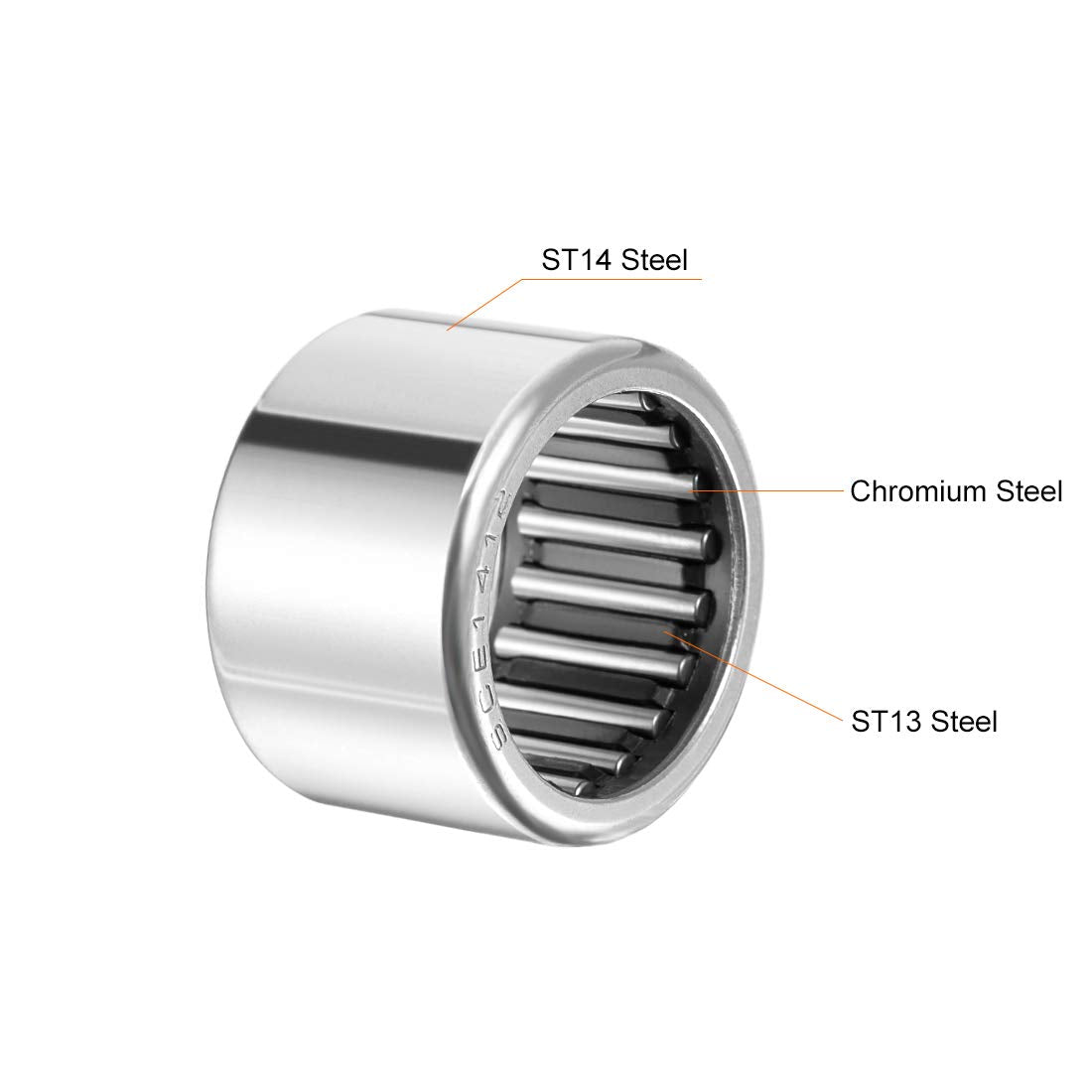 uxcell SCE1412 Needle Roller Bearings, Drawn Cup Open End, 7/8-inch Bore 1-1/8-inch OD 3/4-inch Width 27000N Static Load 16900N Dynamic Load 5pcs