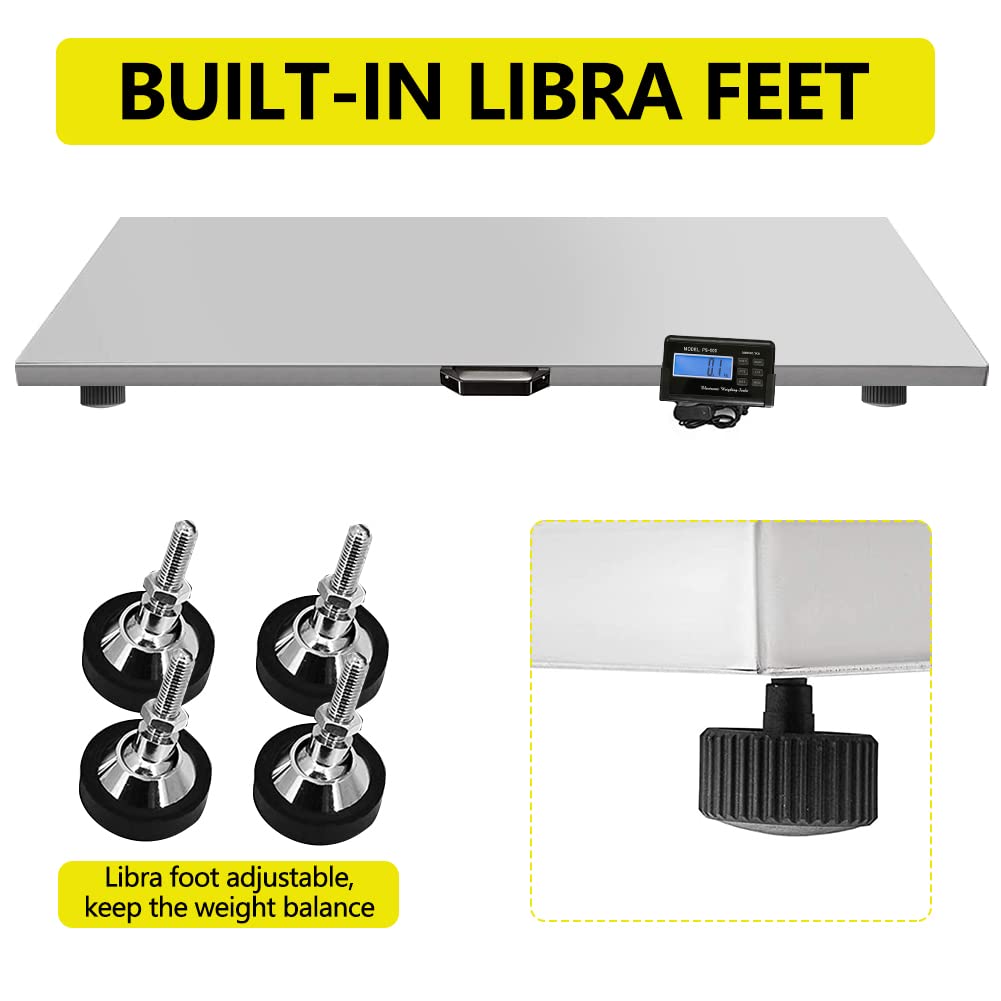 1100Lbs x 0.2Lbs Digital Livestock Scale Large Pet Vet Scale Stainless Steel Platform Electronic Postal Shipping