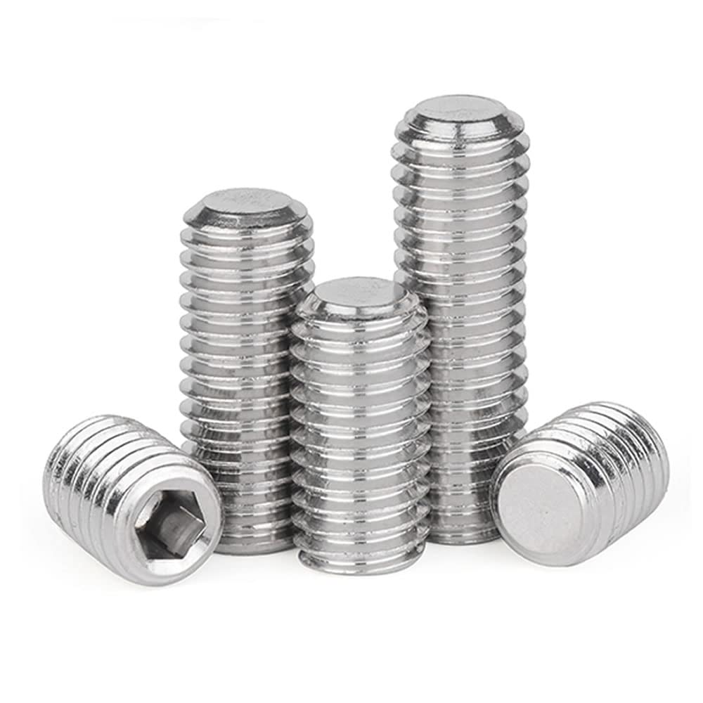 Junter 30pcs M10-1.0 x 10mm Fine Thread Flat Point Grub Socket Set Screws
