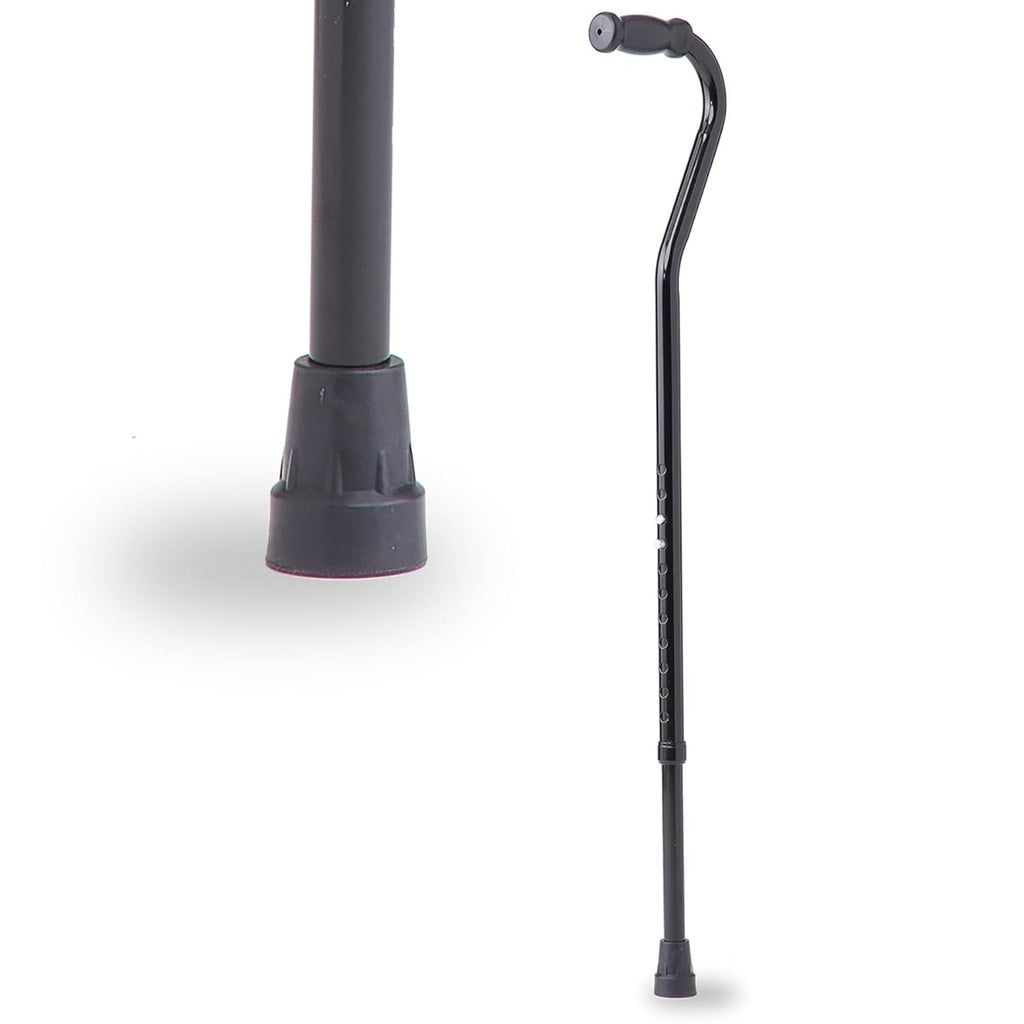 Tall Steel Bariatric Offset Handle Cane, Adjusts 37–48", 500 lbs. Capacity — for Men & Women with Foot & Leg