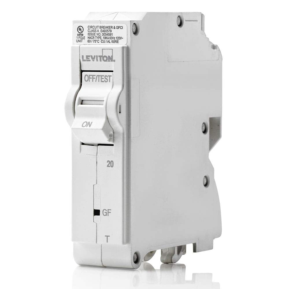 LB120-GFT 20A 1-Pole Plug-On GFCI Branch Circuit Breaker, Thermal Magnetic, 120 VAC, White