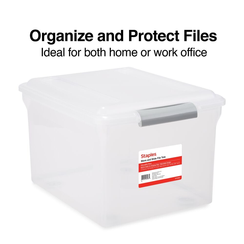 Store & Slide Plastic File Box, Latching, Letter/Legal, 2/Pk