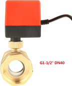 G1-1/2 DN40 Motorized Brass Ball Valve 12V DC 2 Way with Low Noise Actuator for Air Conditioning and Plumbing Systems