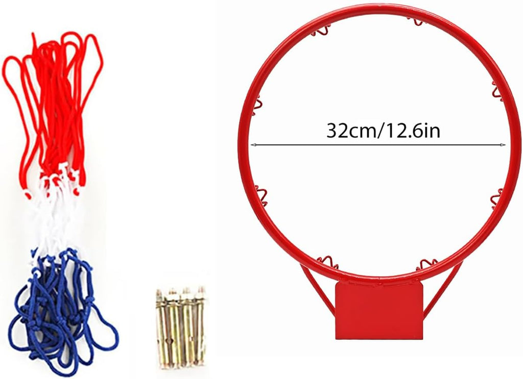 Basketball Rim Goal Wall Mounted Hoop Indoor Outdoor Hanging Basketball Hoop, 32centimeter/12.6inch