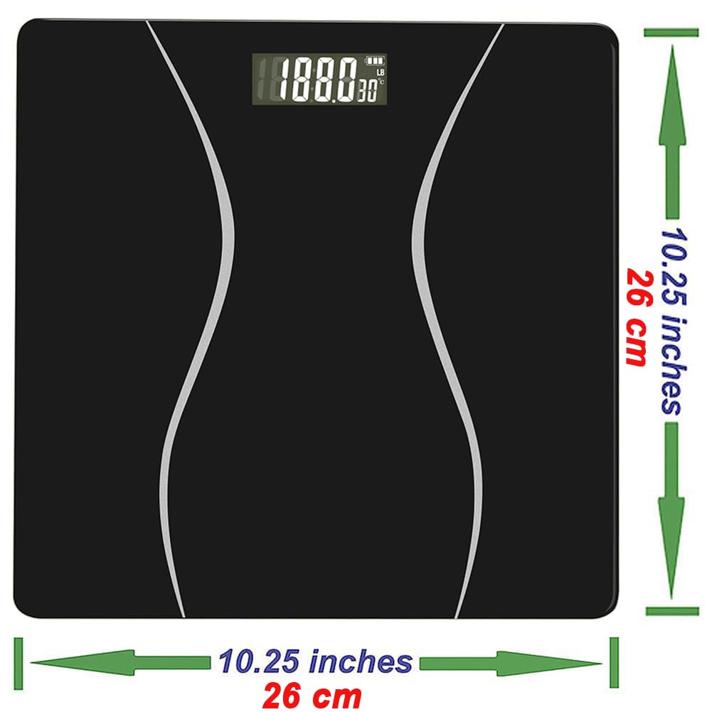 Scale for Body Weight, Digital Bathroom Scale, Weight Scales for People,Body Scale,Black,Max:400LB/180KG,2 Weighing