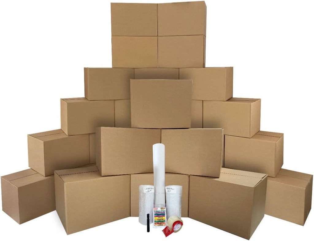 UBOXES Moving Boxes - 2 Room Bigger Smart Moving Kit - 28 Boxes,Tape, More